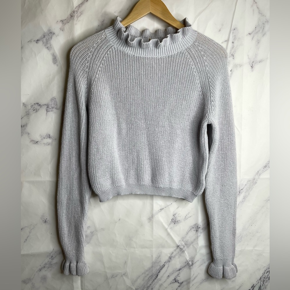 H&m Ruffled Ribbed Cropped Sweater - B47 - Picture 1 of 5